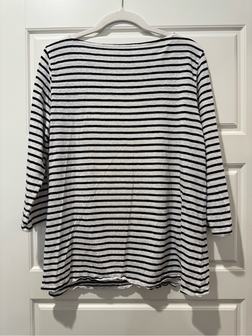 Eileen Fisher L Black/White Striped Linen Shirt - Picture 4 of 6